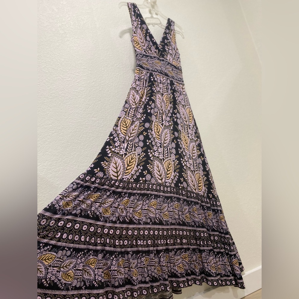 MEAVE Lavender Leafy Bohemian Maxi Dress